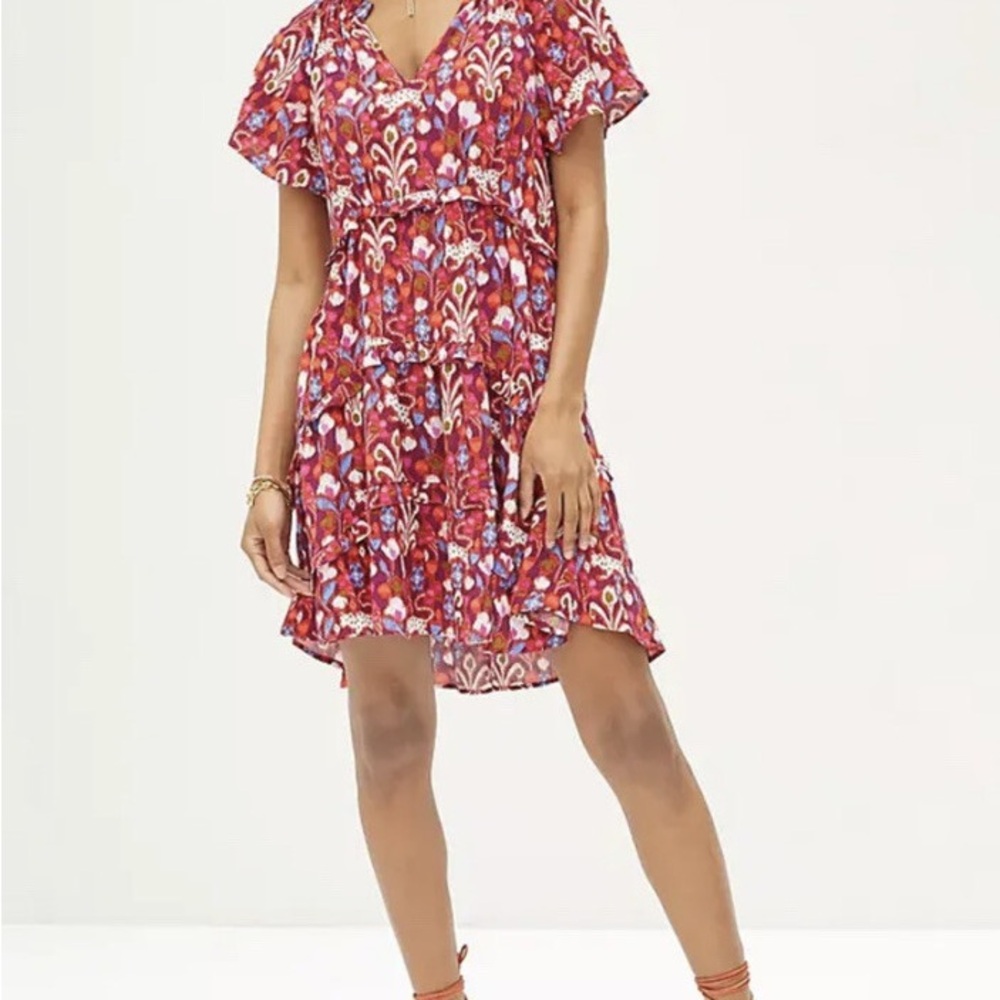 Anthropologie Floral Red Dress